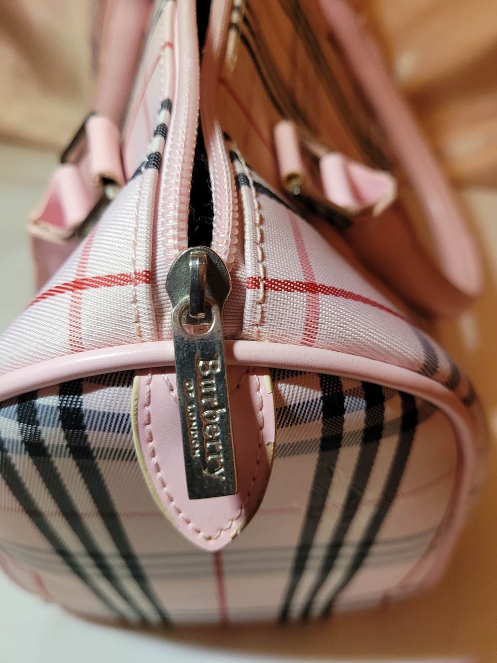Vintage Burberrys of London Nova Check Canvas Pink Trim Purse Authentic - Picture 4 of 13
